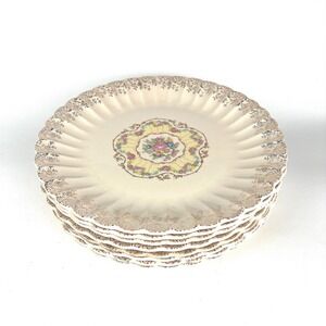 Trojan Sebring Toledo Delight Bread Plates Set of 6, 22K Gold Warranted Floral